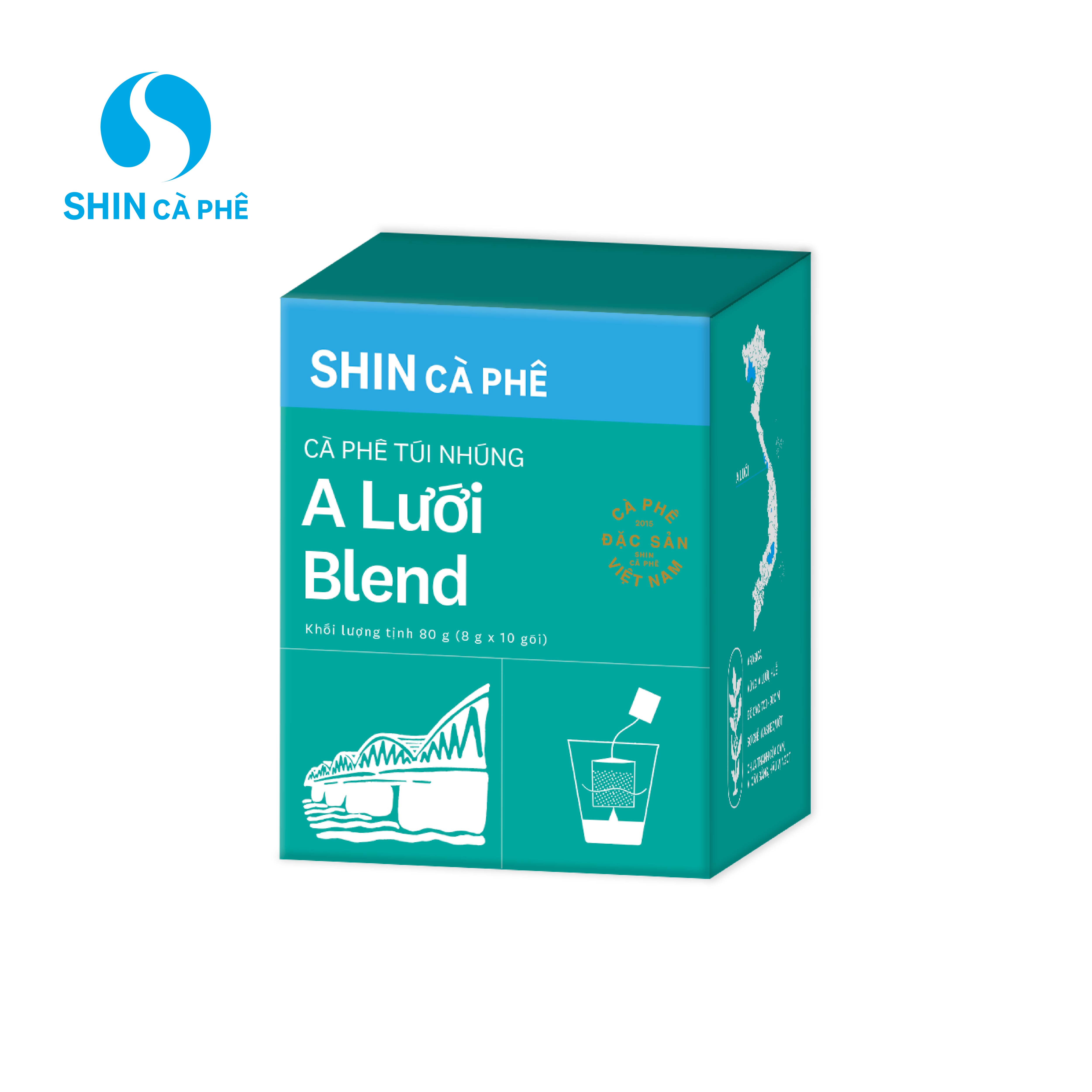 SHIN Cà Phê - Cà phê túi nhúng đặc sản A Lưới Blend hộp 10 gói