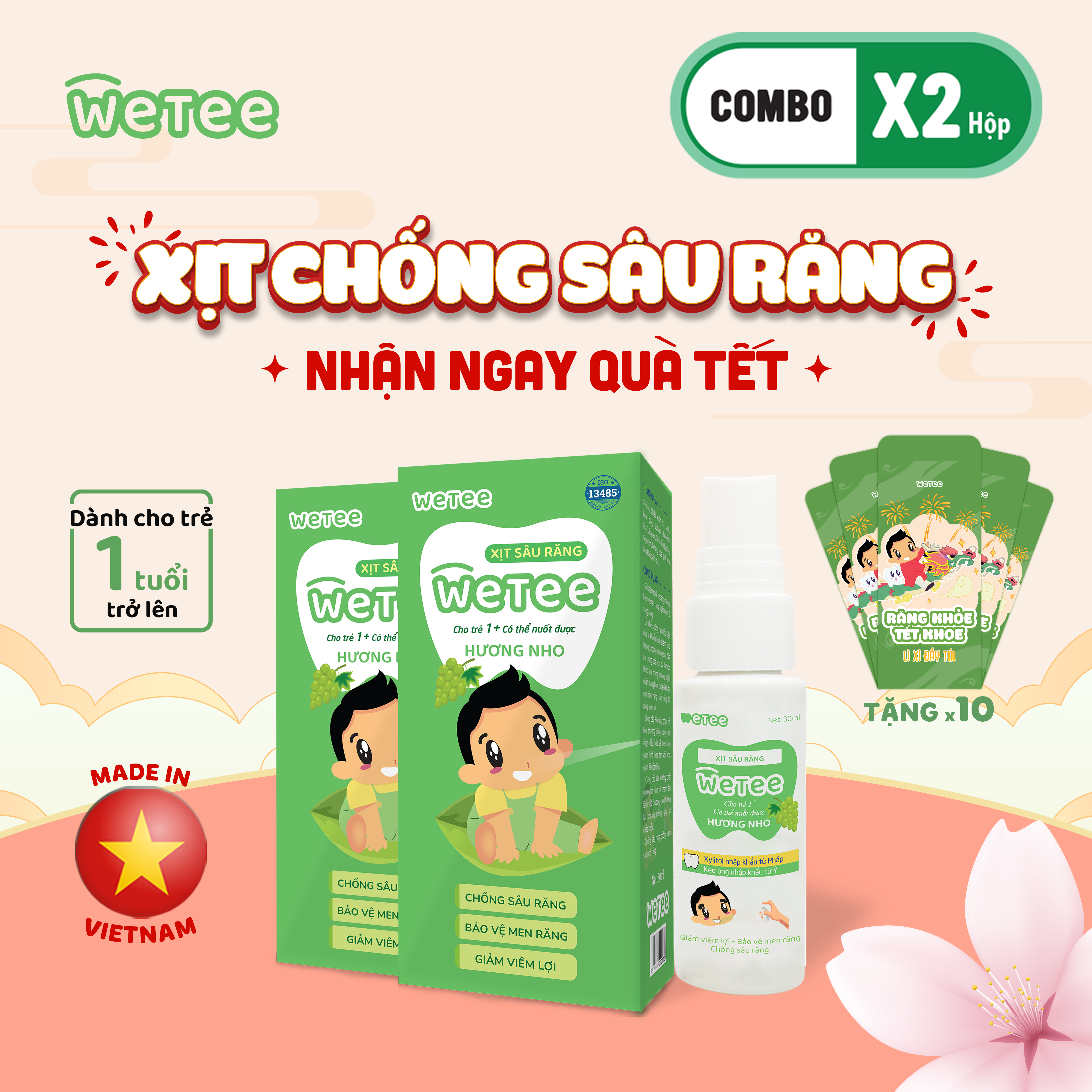 Xịt Răng Miệng Chống Sâu Răng Sún Răng Cho bé WETEE 30ml