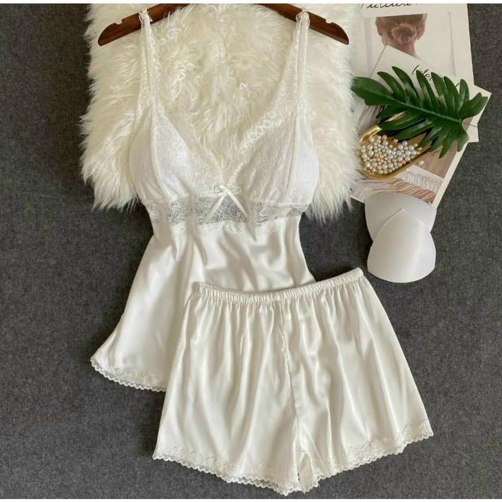Đồ Ngủ 2 Dây Freesize Sexy Cao Cấp Lụa Mềm Mát Cổ V Phối Ren Cho Cô Nàng Quyến Rũ QC048155