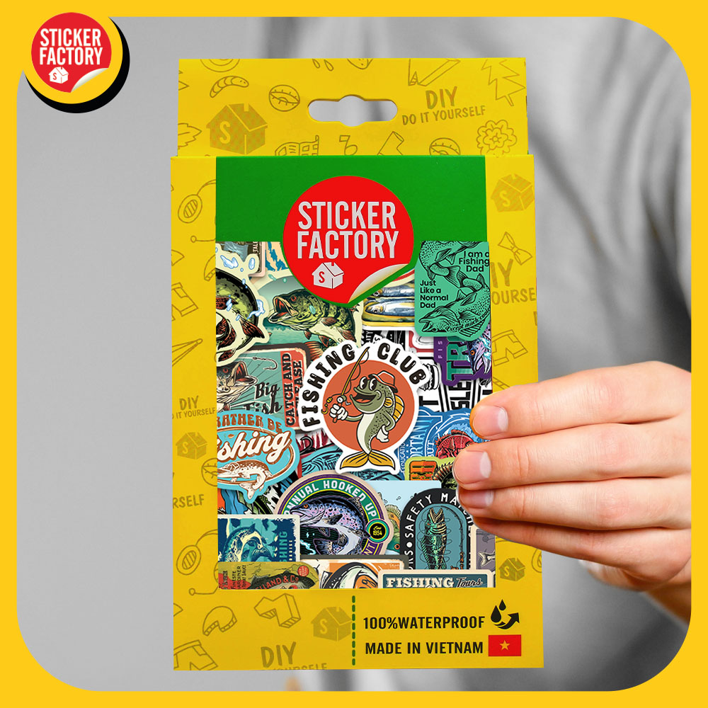 Fishing - Set 100 sticker decal hình dán dễ thương - STICKER FACTORY
