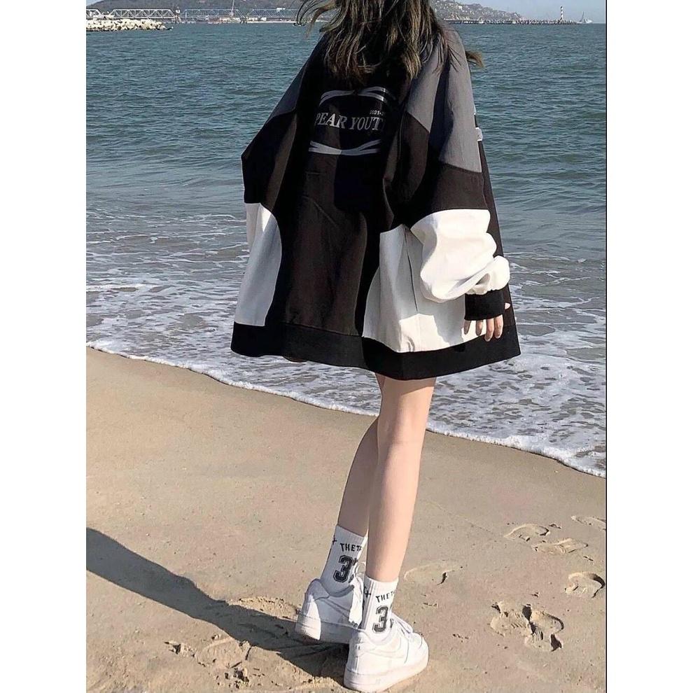 Áo Bomber Phối Tay Thêu Số 5 - Chất nỉ Cotton, form to rộng phù hợp cho cả nam và nữ