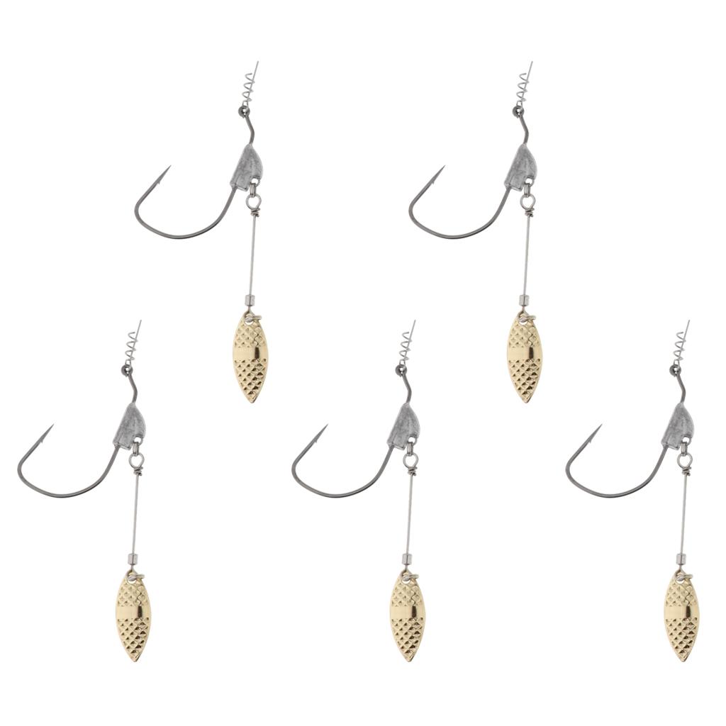 5pcs Weighted Fishing Hooks with Lead Spoon Spring For Swimbaits