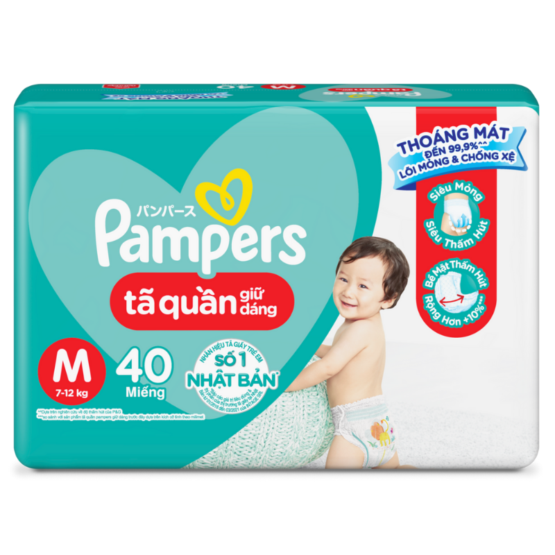 Tã quần giữ dáng Pampers size M 40 miếng (cho bé 7 - 12kg)