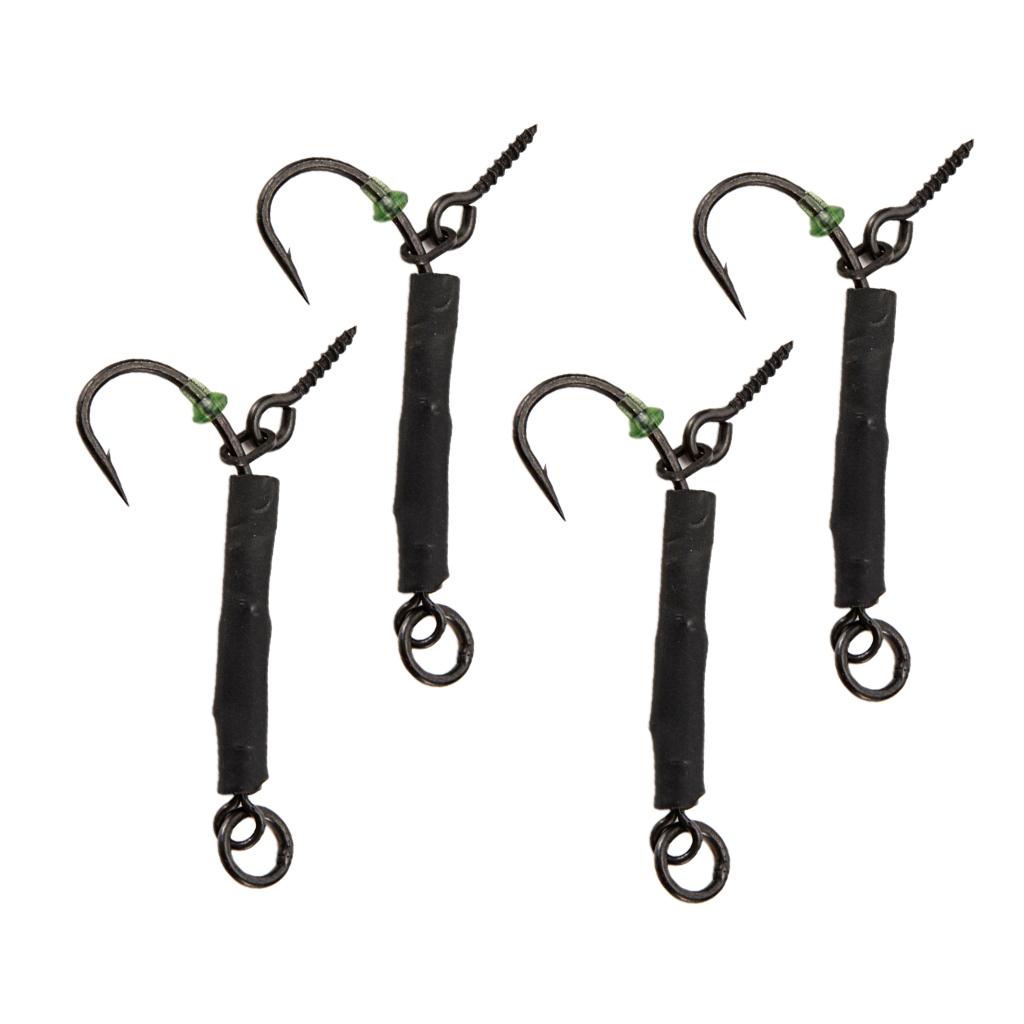 4pcs Fishing Ronnie Rigs Carp Fishing Spinner Rigs Assist Hooks 04 barbed