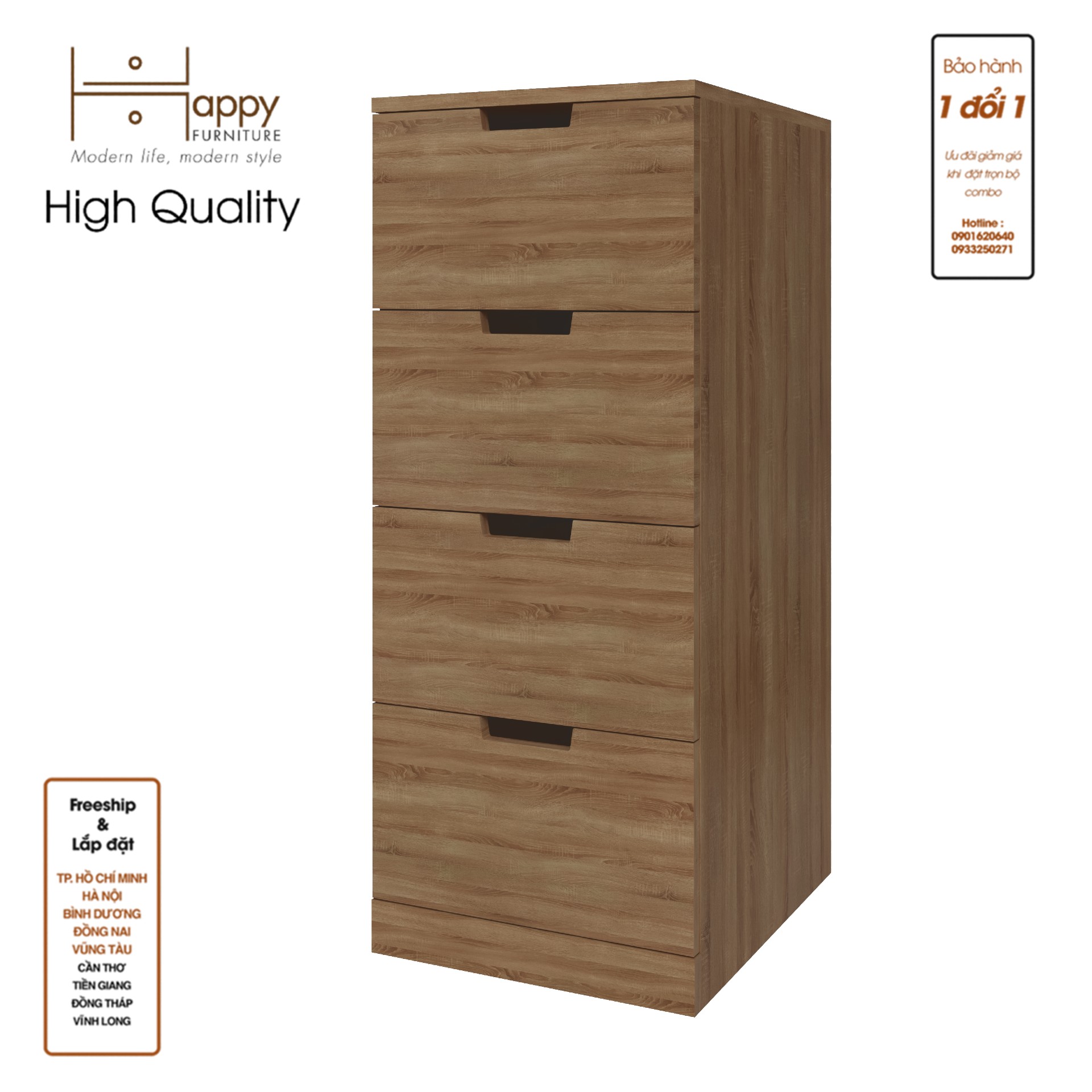 [Happy Home Furniture] SCANDINA, Tủ đựng đồ 4 ngăn kéo, 40cm x 47cm x 98cm ( DxRxC), THK_101