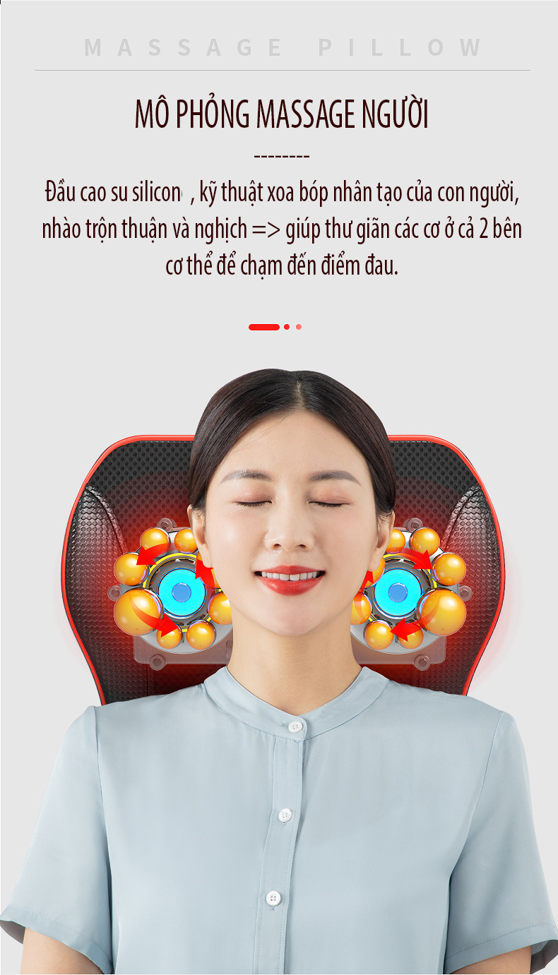 Gối/đệm massage đa năng kéo dài hỗ trợ chữa trị, làm giảm đau thắt lưng, đau cột sống cổ