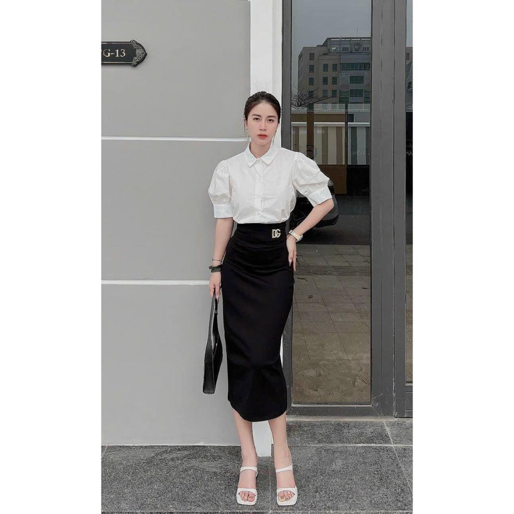 Chân váy bút chì cạp cao gen bụng-chân váy công sở nữ phom ôm body