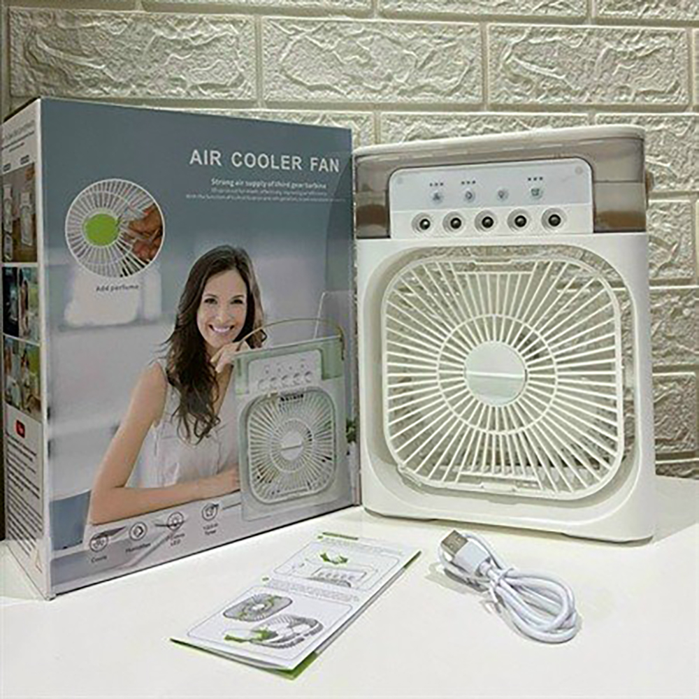 Quạt điều hoà hơi nước mini cool fan, quạt hơi nước làm mát phun sương để bàn 3 chế độ gió, dung tích bình lớn tích hợp đèn led, quạt phun sương mini để bàn - Hàng chính hãng