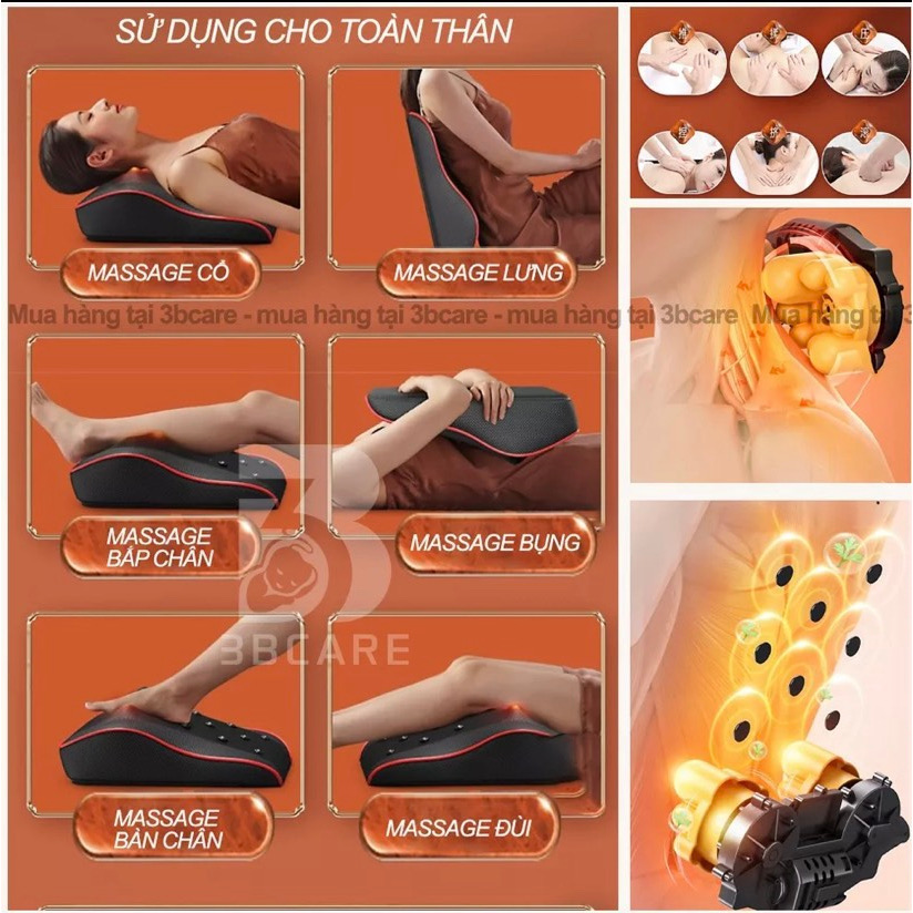 gối massage vai cổ gáy Hồng ngoại 20 bi cao cấp