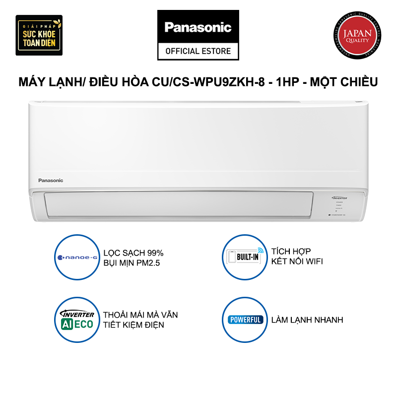[CHỈ GIAO MIỀN NAM] Máy lạnh/ Điều hòa Panasonic Inverter CU/CS-LU9AKH-8 - 1HP - Một chiều - Lọc sạch không khí NanoeX - Wifi