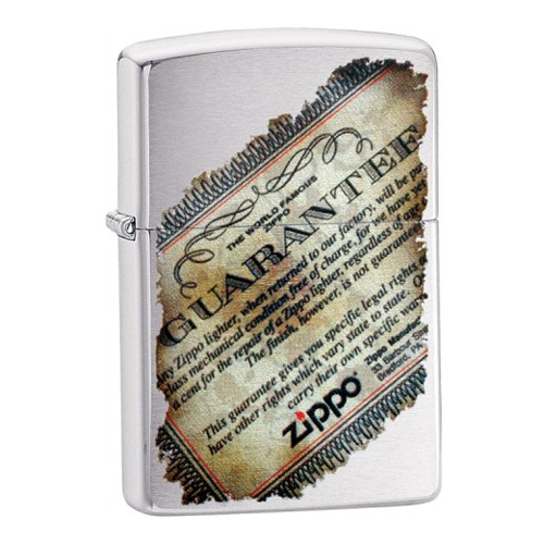 Bật Lửa Zippo 24184 Lifetime Guarantee Brushed Chrome