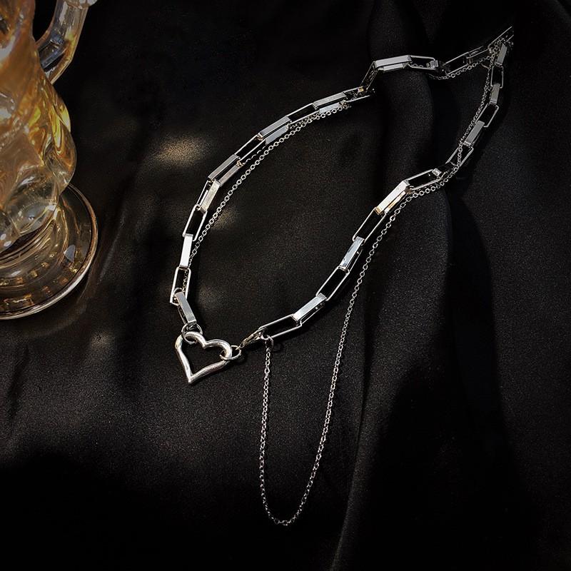 Vòng cổ choker ba lớp mặt hình tim phong cách cá tính