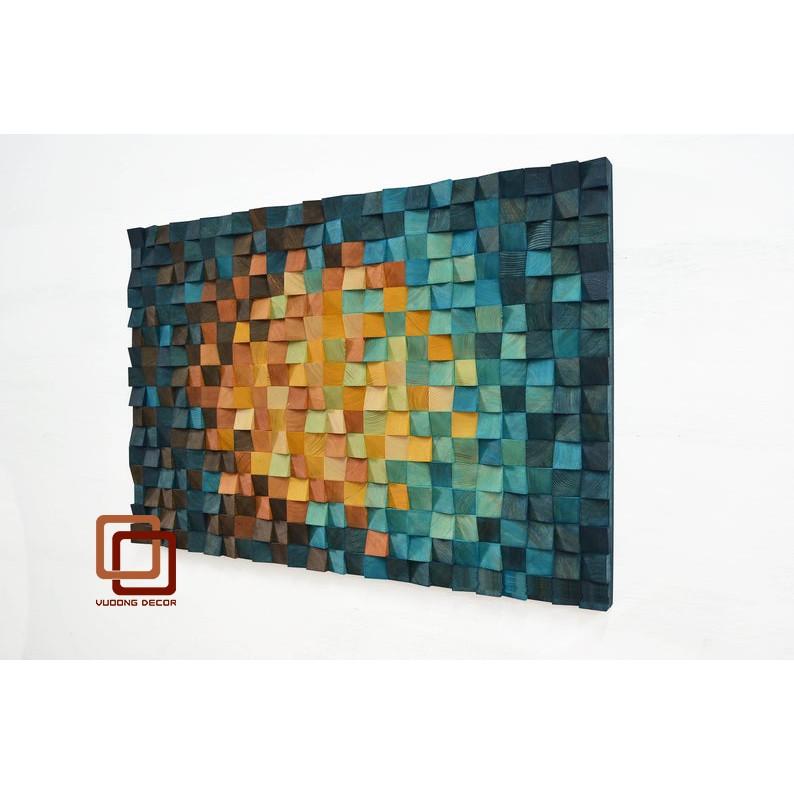 Tranh gỗ trang trí 3D SẮC MÀU (Wood mosaic) - (KÍCH THƯỚC 1,2m x 60cm)