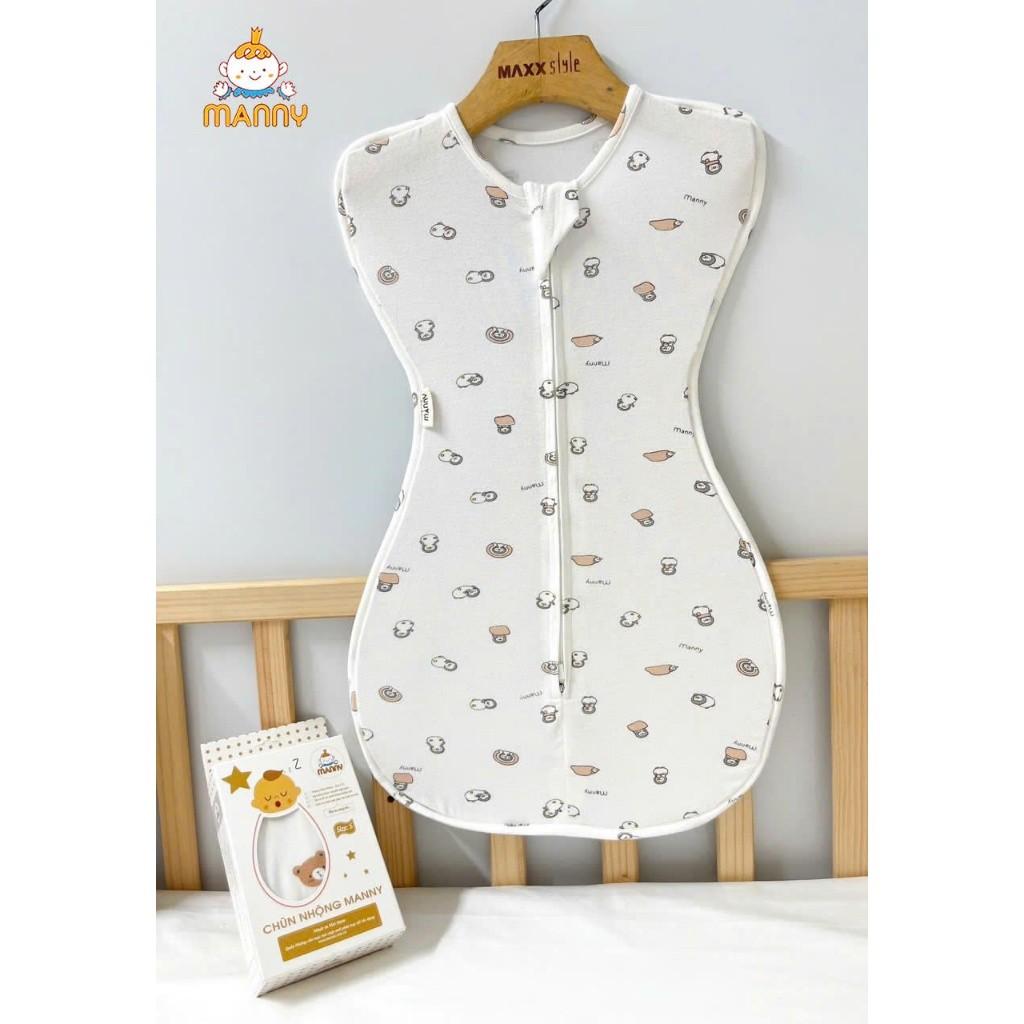 Nhộng Chũn Cotton Thun Lạnh MANNY Co Giãn, Mềm Mại Cho Bé Ngủ Ngon Có Khóa 2 Chiều [Mẫu Mới] - Manny- Thỏ Nâu