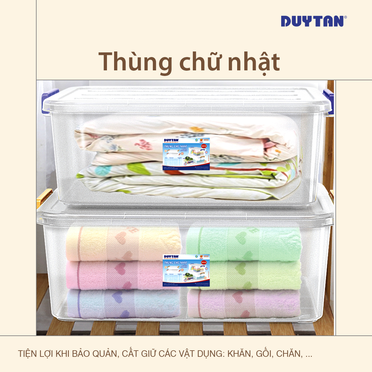 Combo 5 Thùng chữ nhật Duy Tân 30 lít No.H117 ( 57 x 38 x 21 cm ) - Thùng Trong Suốt