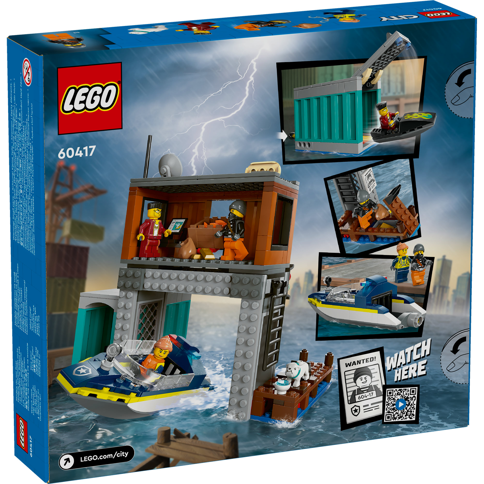 LEGO CITY 60417 Đồ chơi lắp ráp Tàu cảnh sát và hang ổ tội phạm (311 chi tiết)