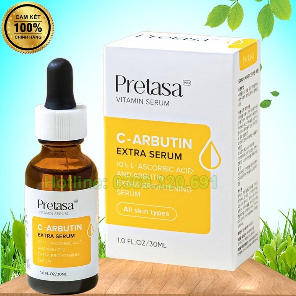 Serum Sáng da mờ thâm PRETASA vitamin C Arbutin Extra Serum – 30ml