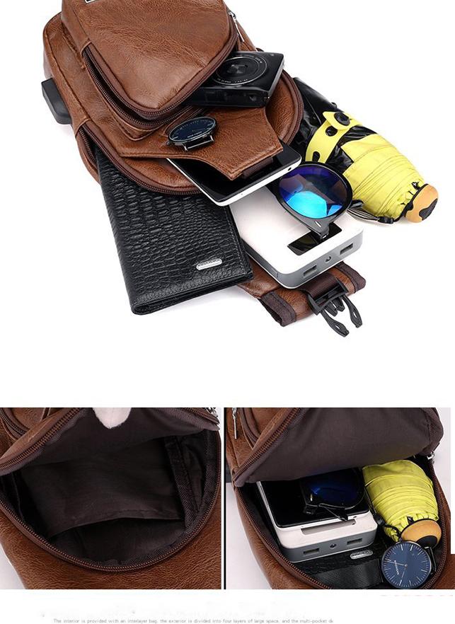 Túi đeo chéo nam da 4 ngăn