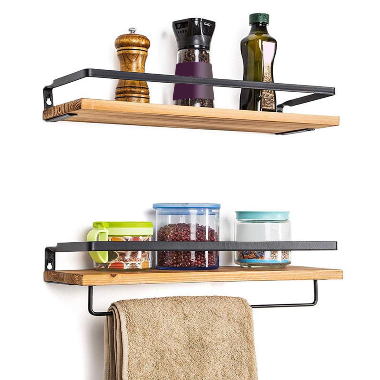 Wall Storage Shelves Set of 2 Kitchen Floating Shelf Livingroom Rack Holder
