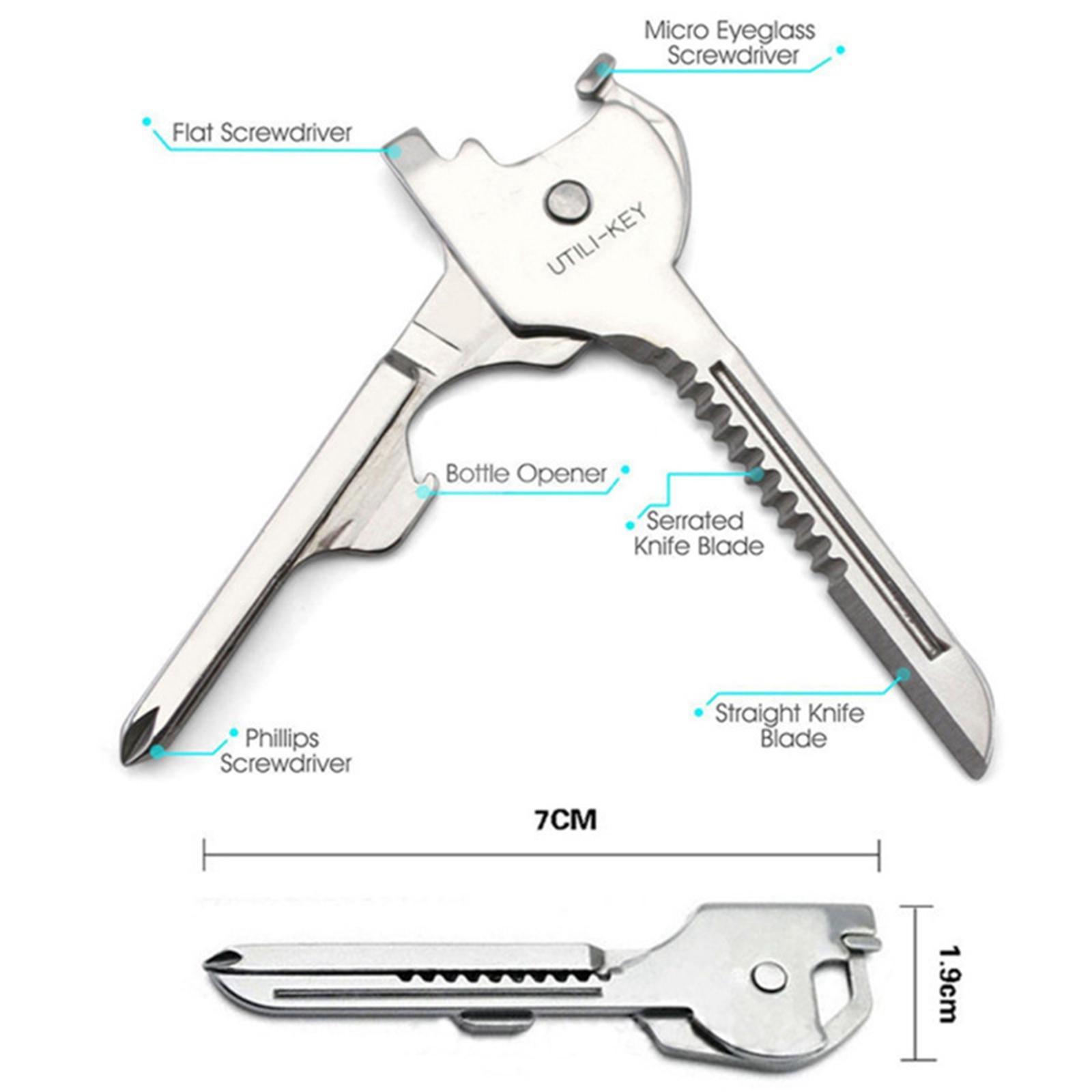 6 in 1 Keychain Multi Tool Multitool Mini Gadget for Hiking Traveling Picnic