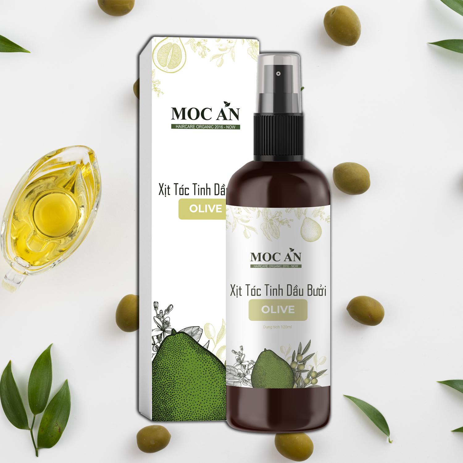 Xịt Kích Mọc Tóc Tinh Dầu Bưởi Ôliu ( Olive ) 120ml Mộc Ân Haircare hỗ trợ giảm rụng, làm dày, giúp chân tóc chắc khỏe