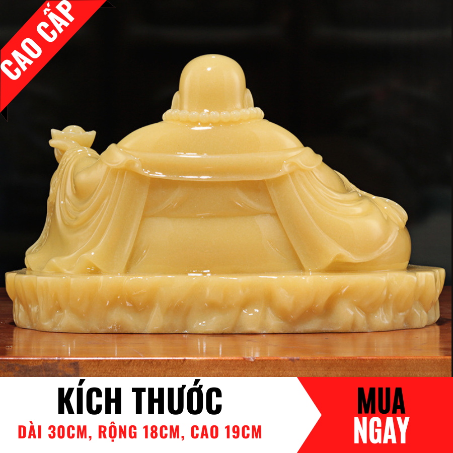 Tượng Phật Di Lặc Ngồi Trang Trí Phong Thủy Bằng Đá Băng Ngọc Cao 19cm