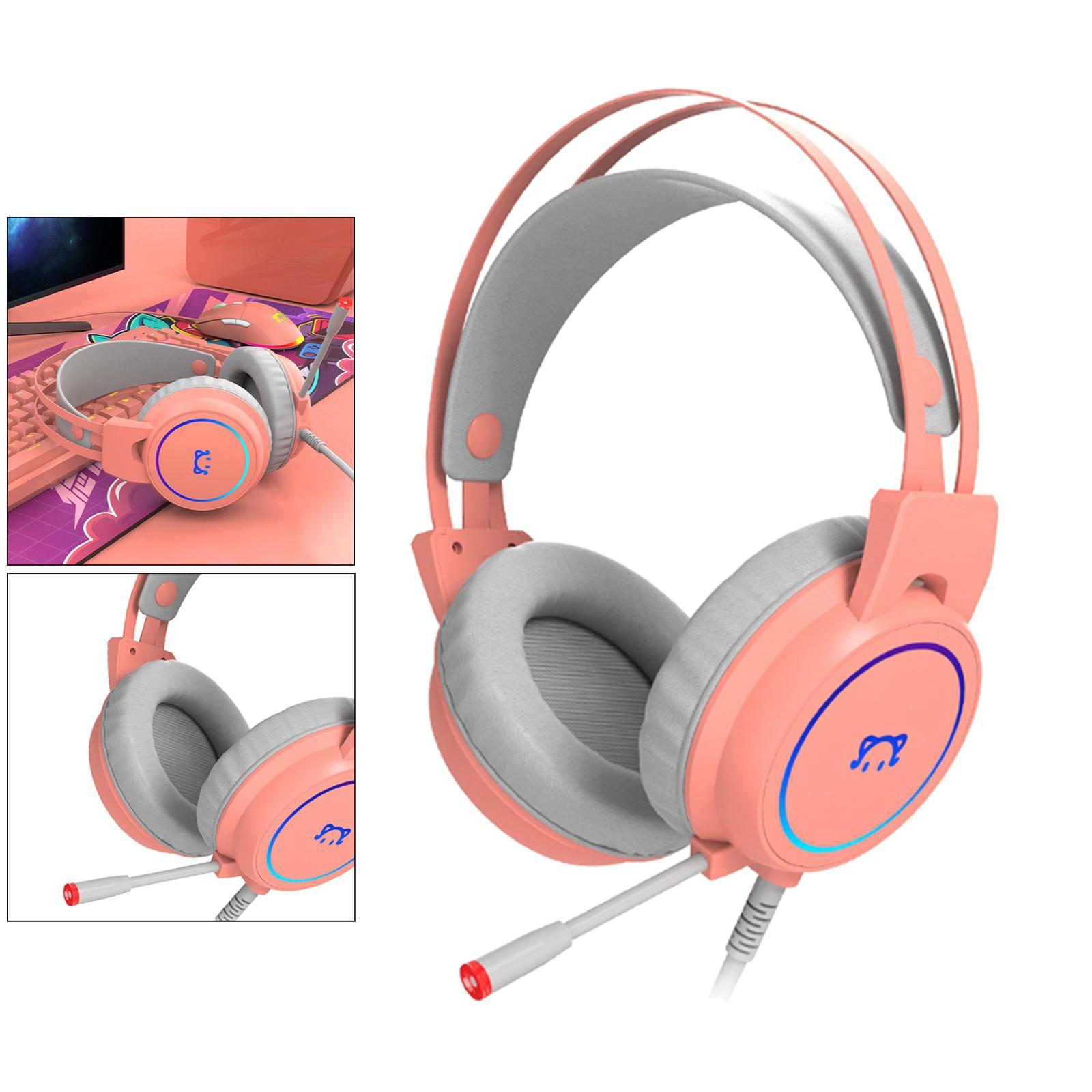 Surround Sound USB Gaming Headset Over-ear Headphones with Noise Isolating Mic LED Light for PC Mac Computer Gamers