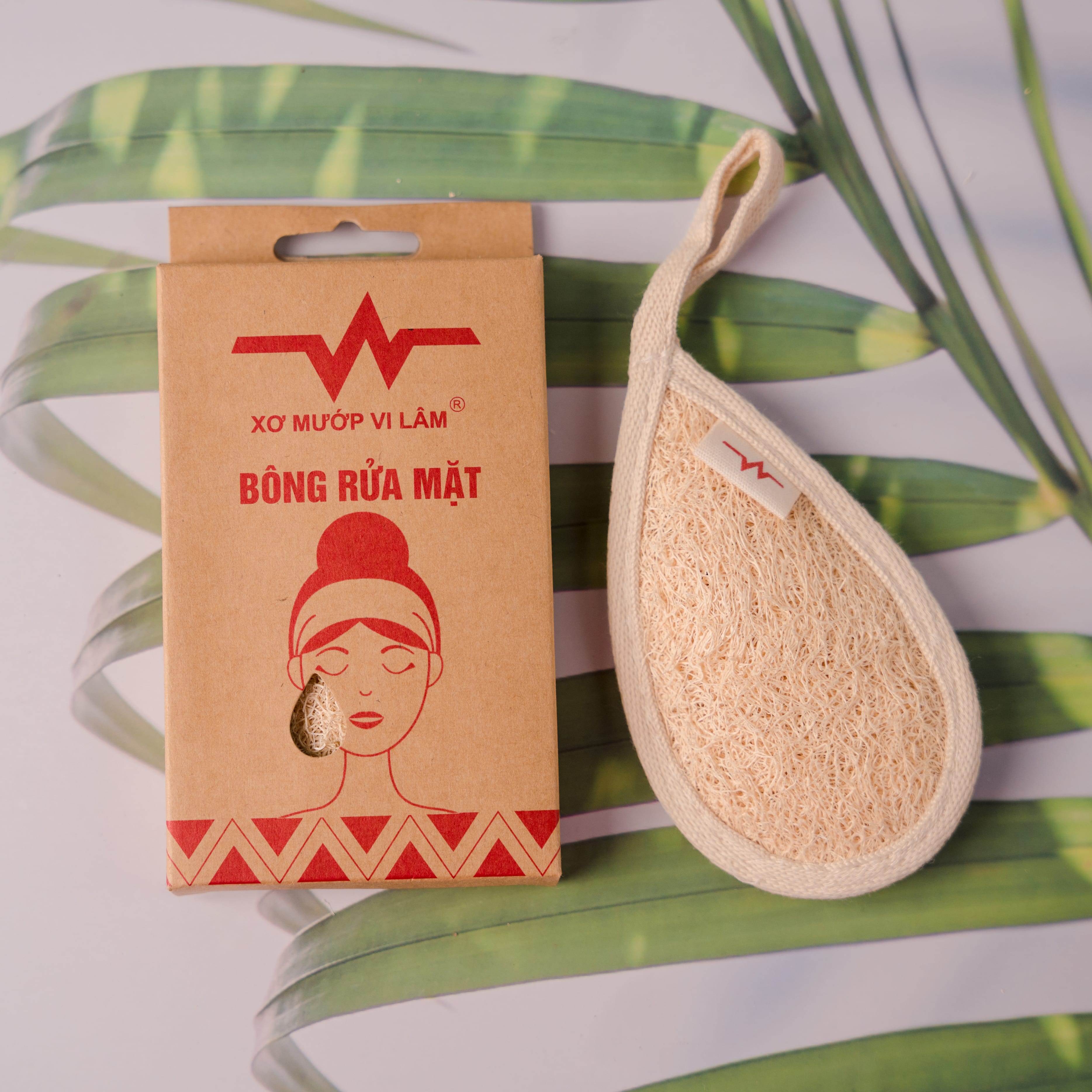Bông Rửa Mặt Xơ Mướp Vi Lâm - Massage Mặt Và Tẩy Tế Bào Chết Vùng Da Mặt, Giúp Vùng Da Mặt Trắng Hồng Tự Nhiên