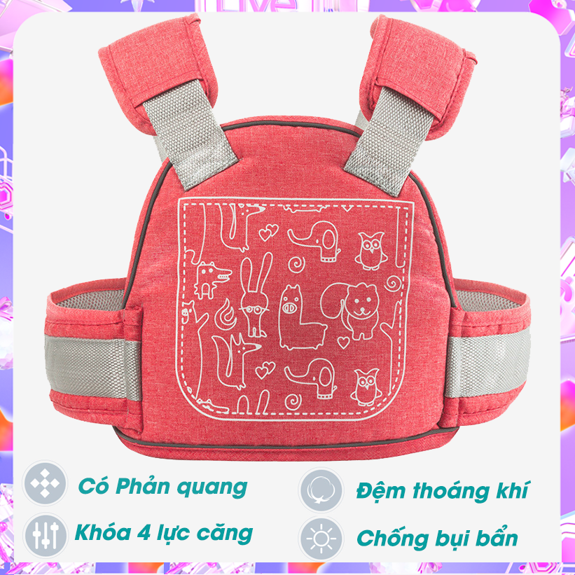 Đai đi xe máy cho bé Babyup, phản quang, thoáng khí sử dụng khóa 2 cấp bền chắc, chống bụi bẩn