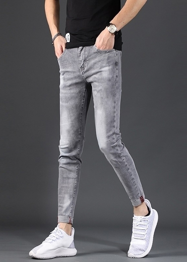Quần Jeans Nam Dáng Ôm Xám Trơn JEANXAM03