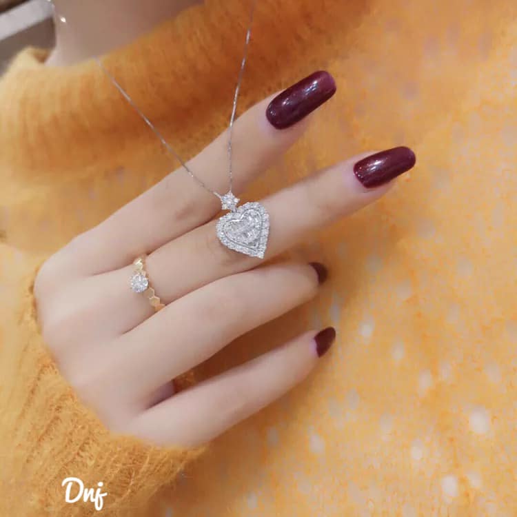 Dây chuyền nữ mặt trái tim chất liệu bạc MS011