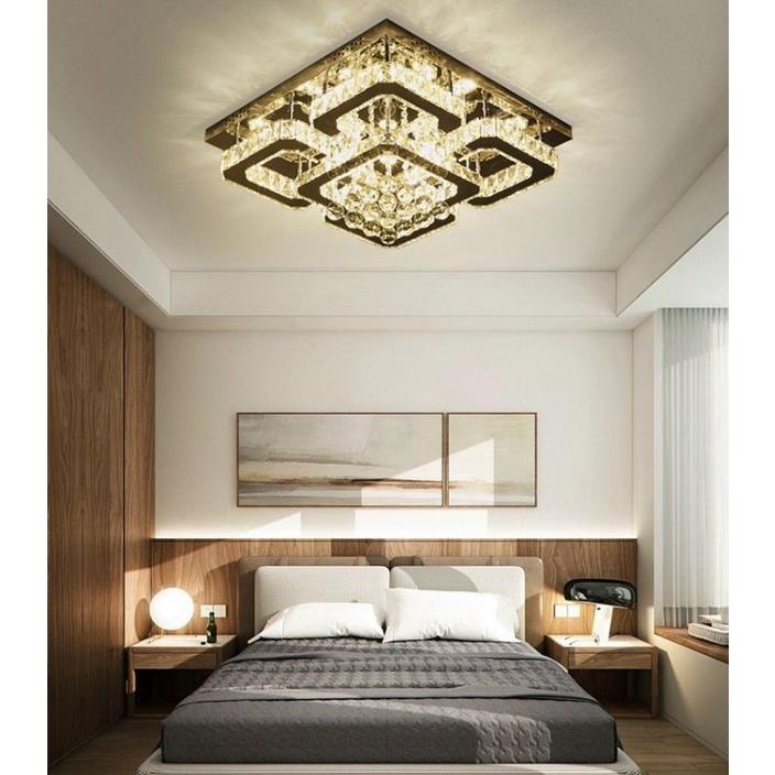 Đèn mâm pha lê ốp trần siêu sáng, 3 chế độ KT 60x60xh20cm - 3 mẫu