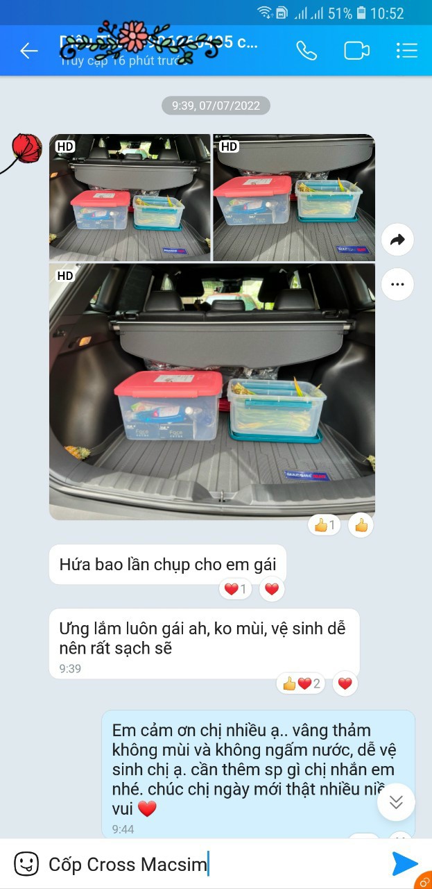 Thảm lót cốp xe ô tô Toyota Cross nhãn hiệu Macsim hàng loại 2