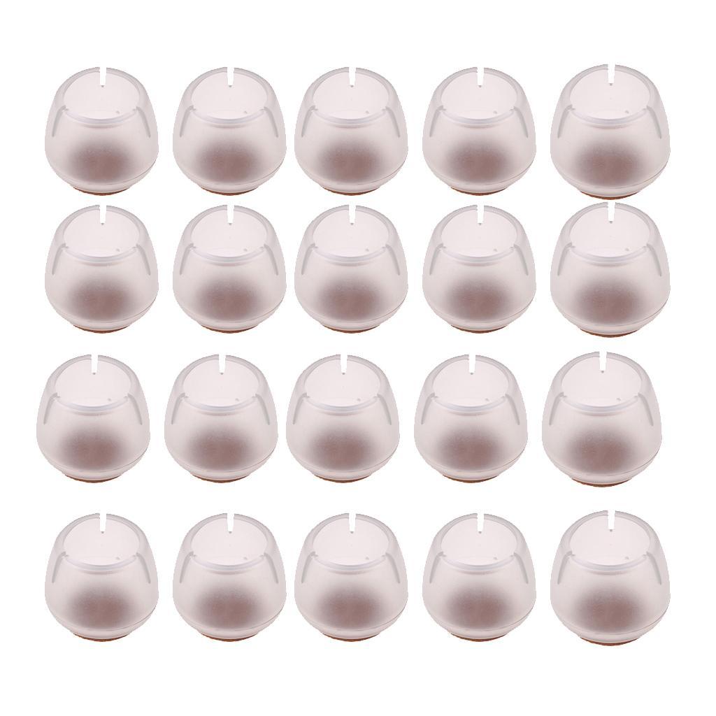 20xClear Silicone Round Chair Legs Caps Pads 12-16mm Wood Floor Protectors