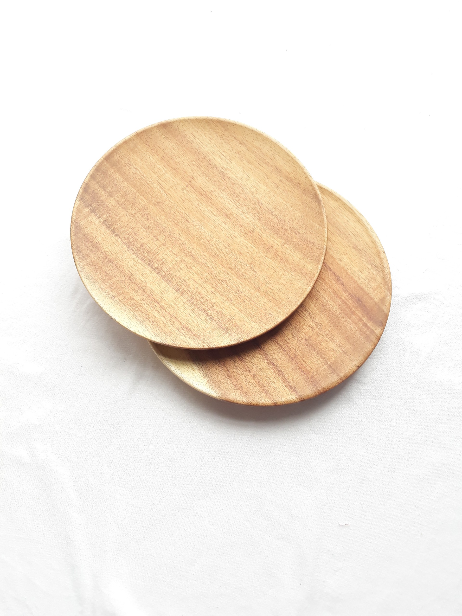 Bộ 2 đĩa gỗ KEO tròn 16 cm lót bát, ly, cốc, đựng hoa quả, đồ ăn