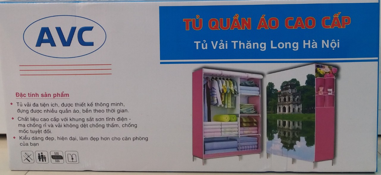 Tủ vải quần áo 3D gia đình cỡ trung - Mẫu mới 2020 - Màu giao ngẫu nhiên