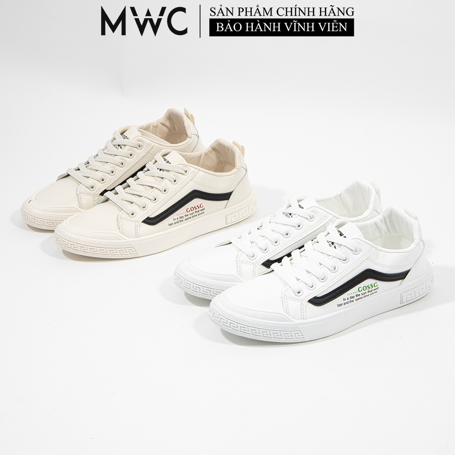 Giày Thể Thao Nam Thời Trang MWC Sneaker Da Đế Thấp Phong Cách Trẻ Trung Năng Động Màu Đen Trắng Kem NATT - 5351