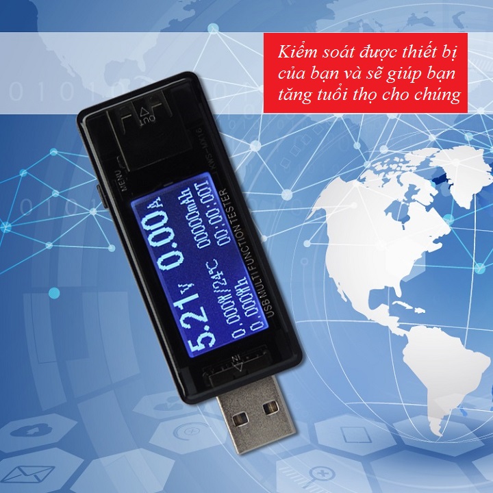 Dụng cụ đo điện áp dòng điện chạy qua sạc điện thoại, nhỏ gọn, dễ sử dụng M3 ( TẶNG KÈM QUẠT MINI CẮM CỔNG USB VỎ THÉP UỐN DẺO )