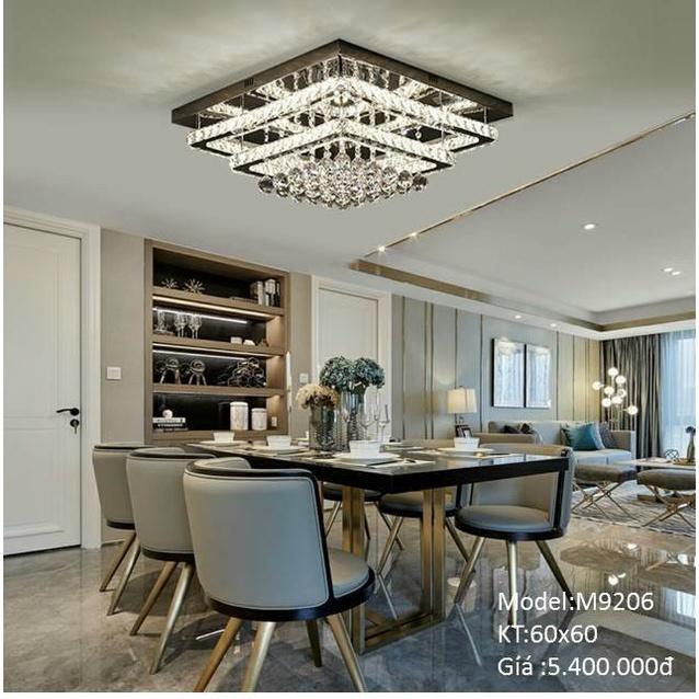 Đèn mâm pha lê ốp trần siêu sáng, 3 chế độ KT 60x60xh20cm - 3 mẫu