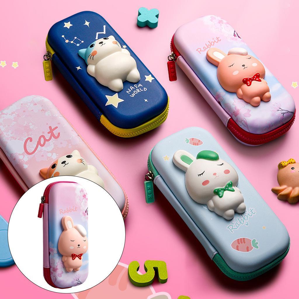 3D Decompression Pencil Case Large Capacity for School  Pink