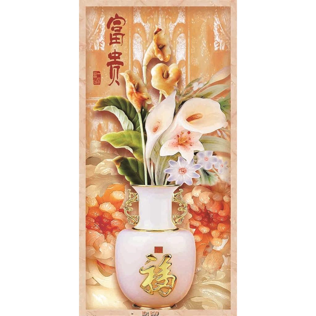Tranh dán tường Tranh Bình Hoa đa sắc giản đơn, Tranh dán tường 3d hiện đại
