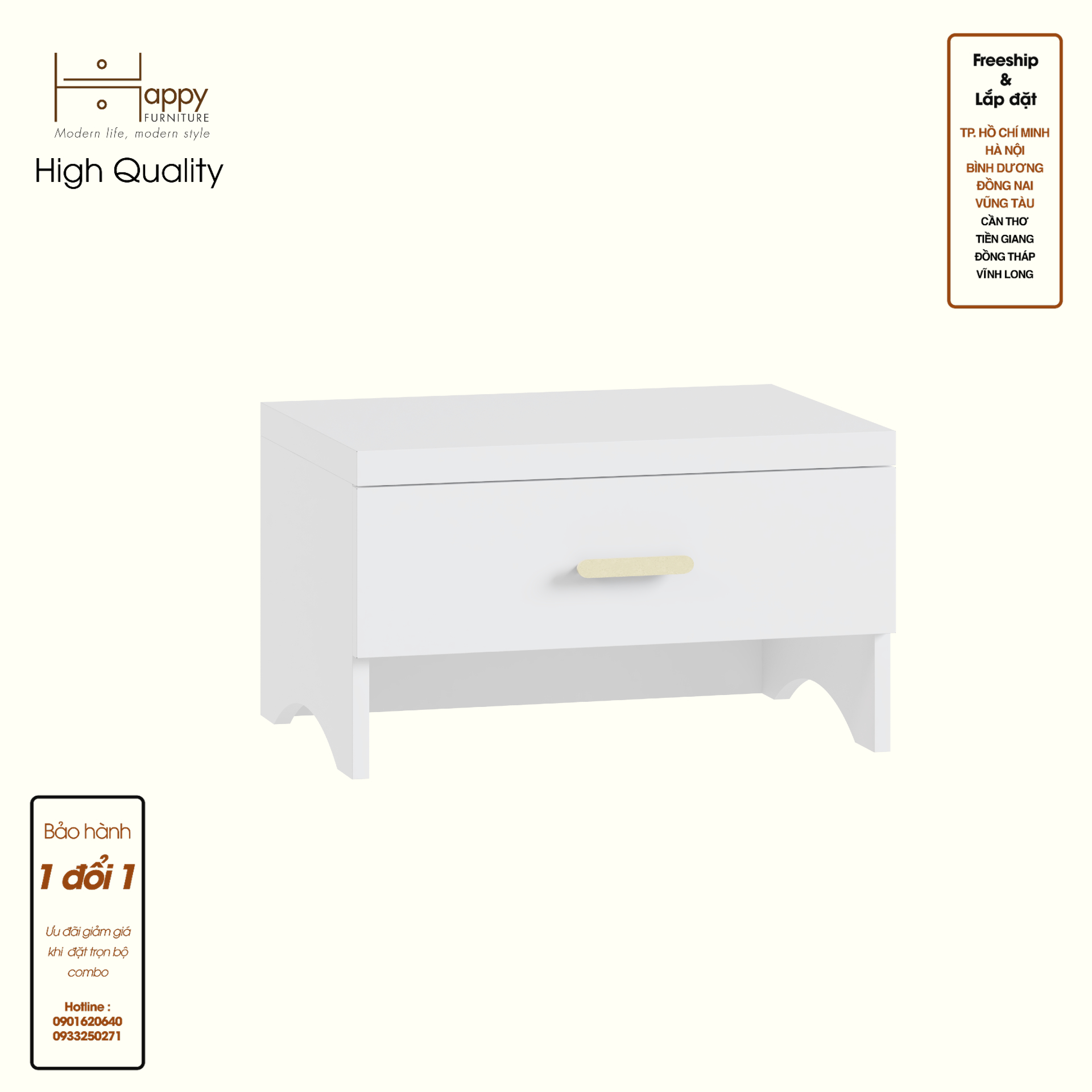 HAPPY FURNITURE , Táp đầu giường 1 ngăn kéo - CHEVY, THK_260 , 55cm x 40cm x 32cm DxRxC