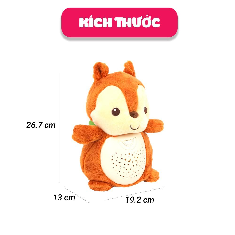 Sóc bông phát nhạc trắng ru ngủ WINFUN - 0824 kết hợp chiếu đèn trăng sao cho bé sơ sinh - TẶNG SET ĐỒ CHƠI TẮM 2 MÓN