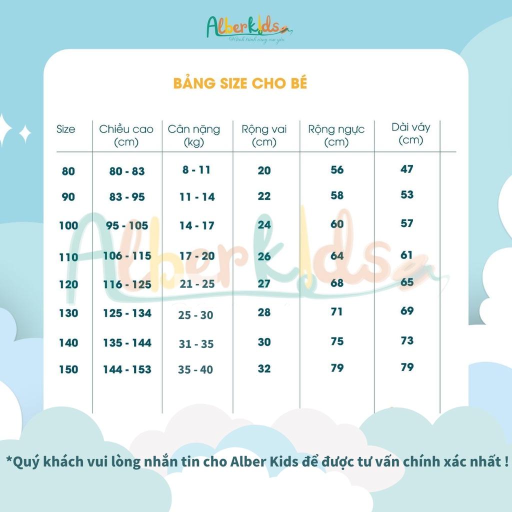 Váy bé gái ALBERKIDS nhung đỏ đính NGỌC dài tay công chúa xinh đẹp cho trẻ em gái từ 2,3,4,5,6,7,8,9,10,11,12 tuổi [V44