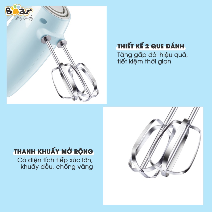 Máy đánh trứng cầm tay Bear DDQ-B02P5 5 tốc độ, làm bánh kem - Hàng chính hãng