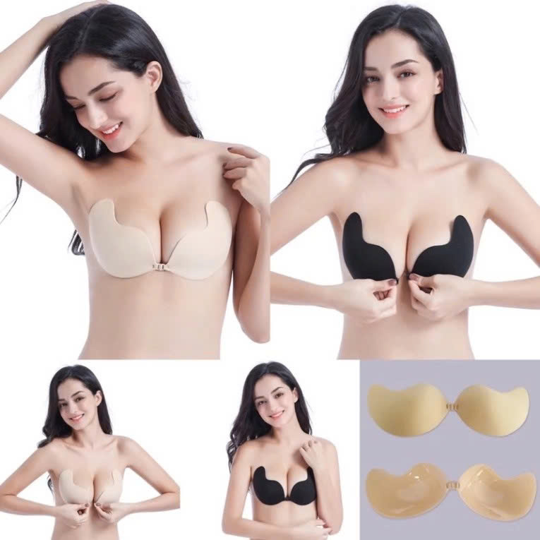 Áo Lót Dán Nâng Ngực Silicon MÀU ĐEN - Áo Bra Dán Ngực Silicon Cài Trước Không Gọng