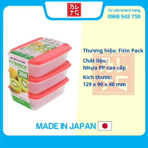  Set 3 hộp nhựa đựng thực phẩm Fitin Pack nắp dẻo nội địa Nhật Bản
