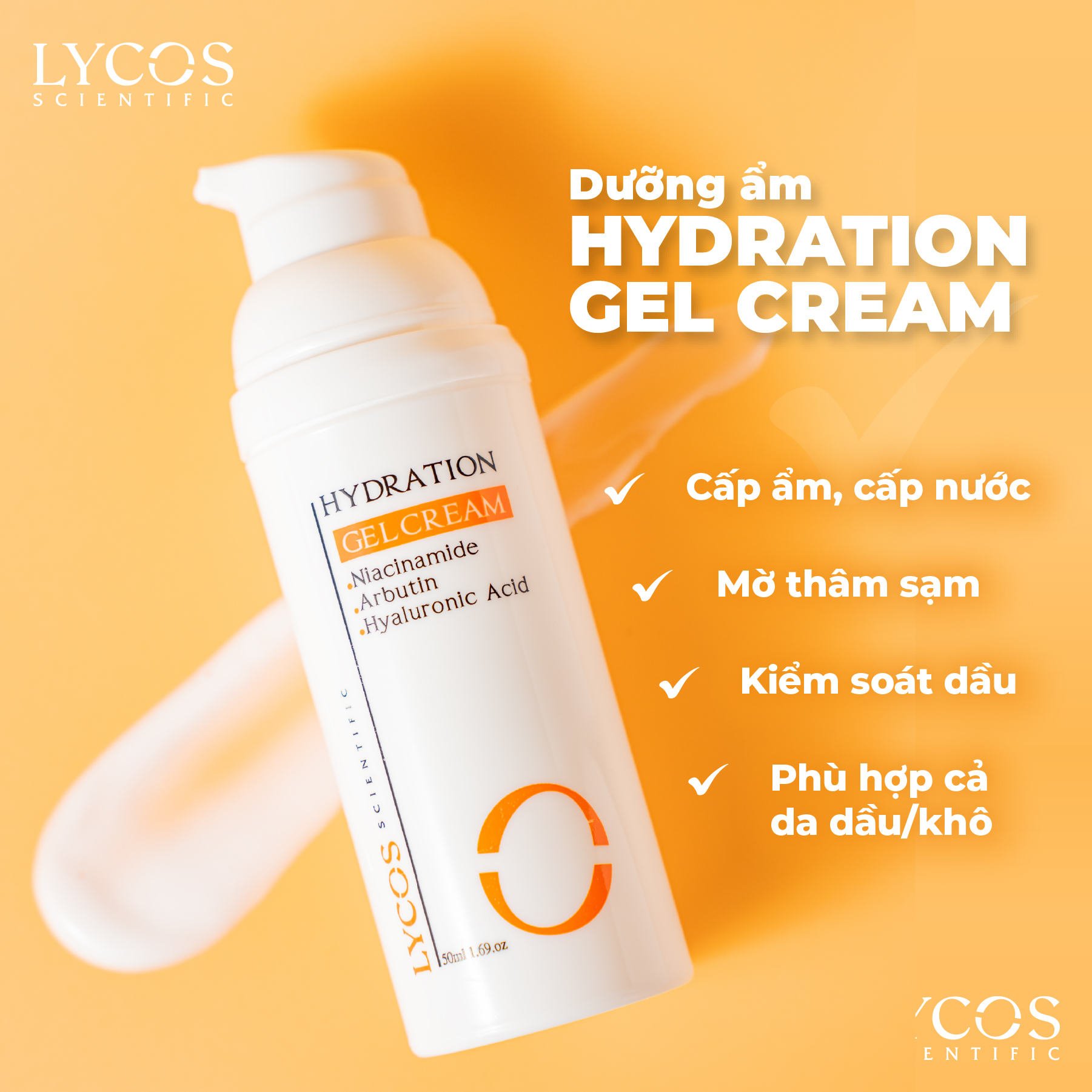 Kem Dưỡng Ẩm Lycos - GEL Cân Bằng Cấp Ẩm LYCOS – Cấp Ẩm, Cải thiện thâm mụn, Mờ thâm, Kiểm soát dầu