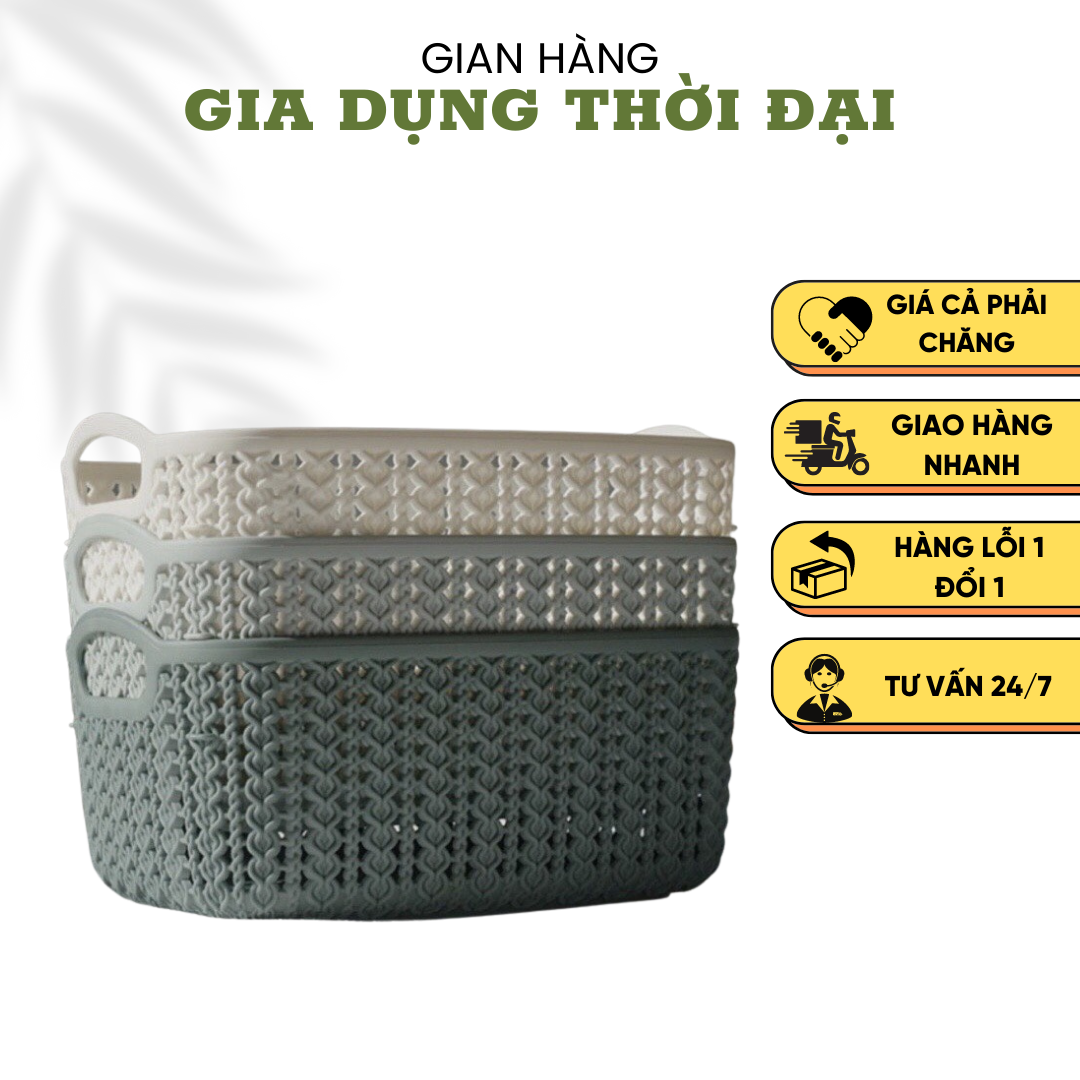 Rổ Nhựa Đựng Đồ Knit Số 5 Hàn Quốc KT: 33.4x16.2x13.5 Cm