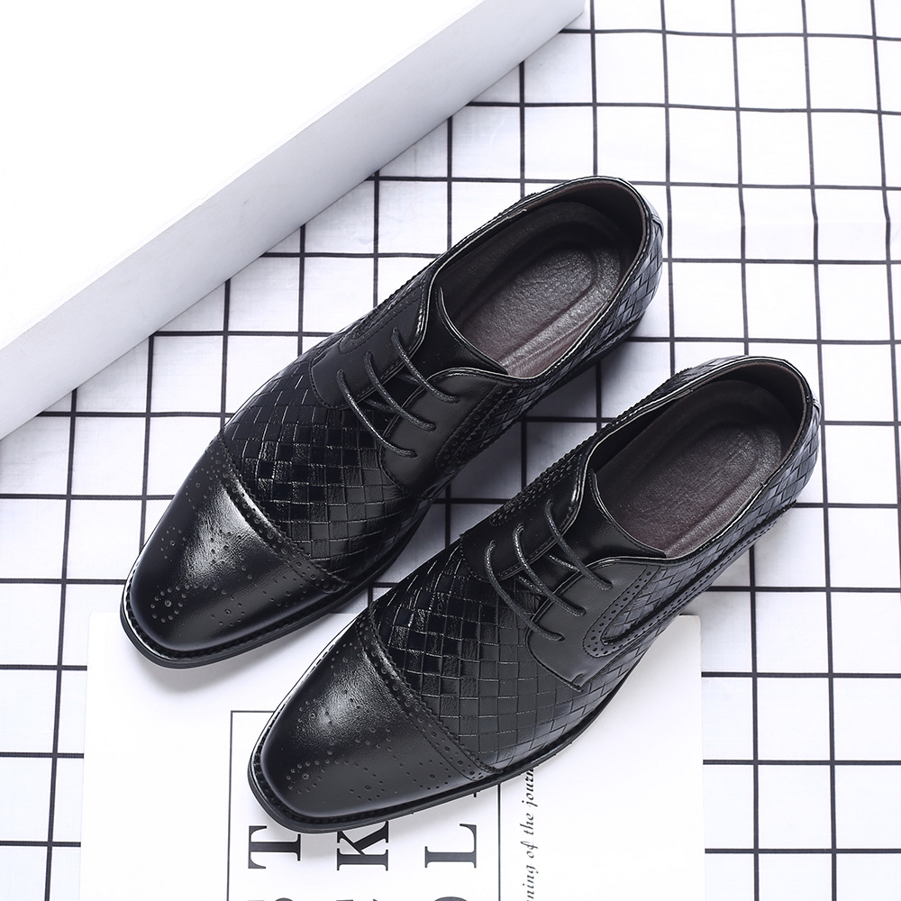 Formal business leather shoes fashion single shoes lace up wear-resistant men's leather shoes